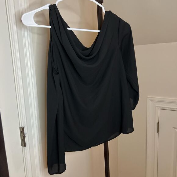 ASOS design black drape chiffon off the shoulder top - Picture 2 of 2